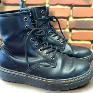 Women's Size 7 DR. MARTENS Black Leather Zavala Combat Boots EUC